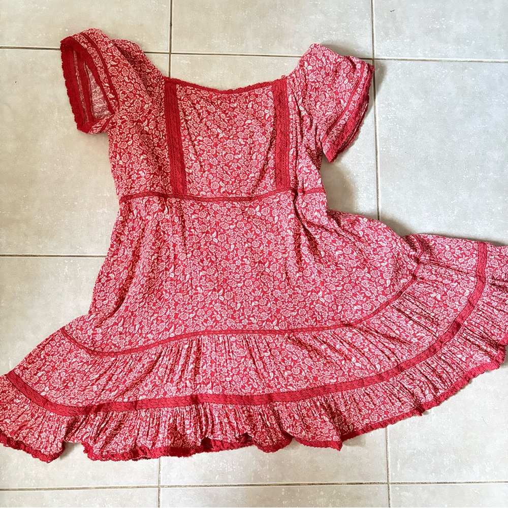 American Eagle Outfitters Red Floral Mini Dress